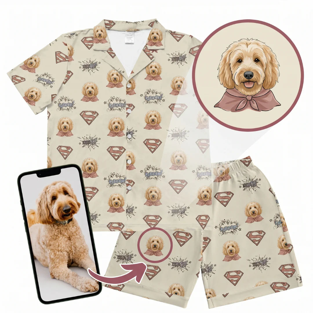 Superman Pajamas with Your Pet's Face - Superman Sketch - Image 2
