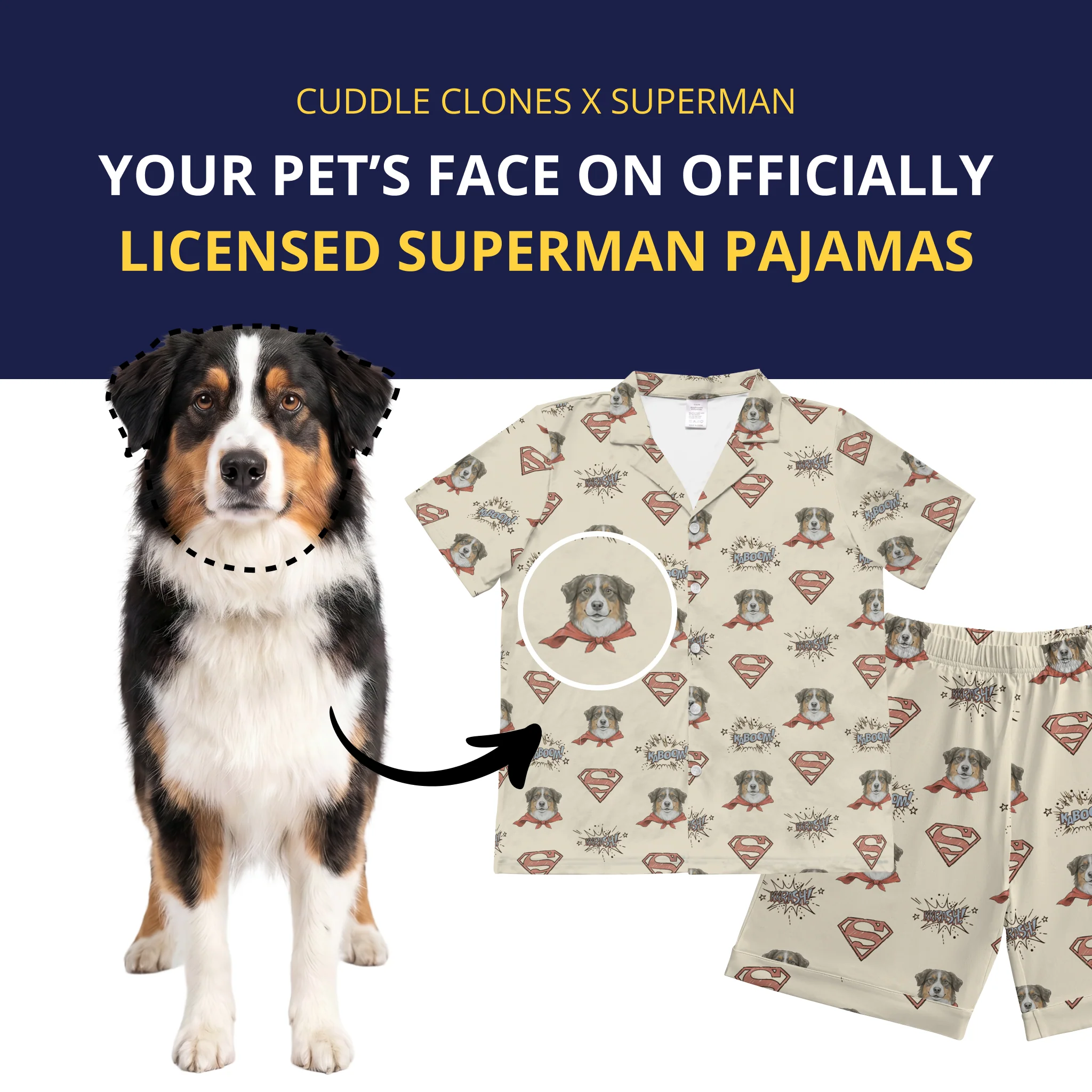 Superman Pajamas with Your Pet's Face - Superman Sketch - Image 3