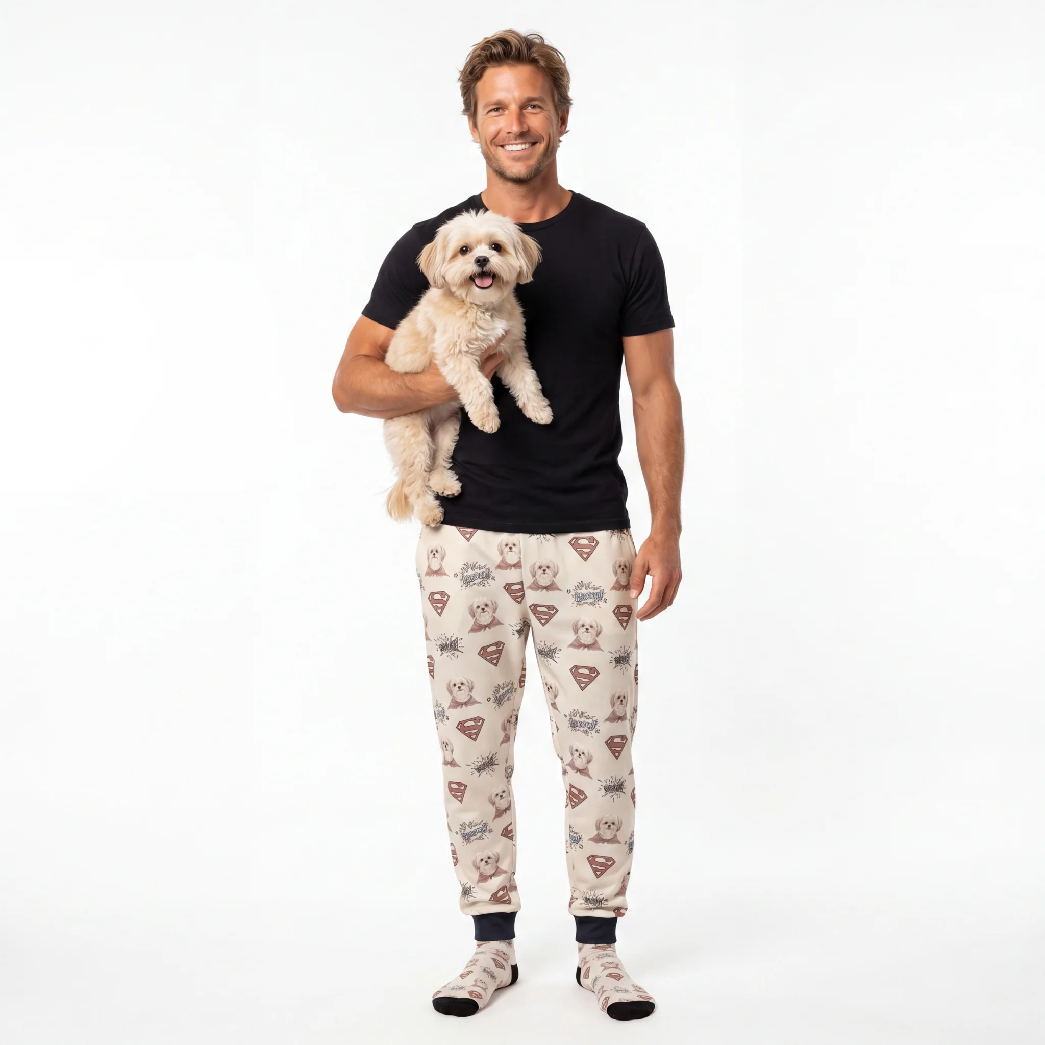 Superman Sweatpants with Your Pet’s Face - Image 3