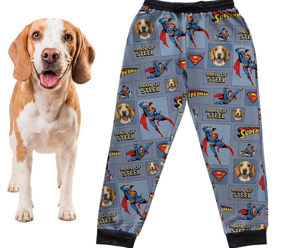 Superman Sweatpants with Your Pet’s Face - Image 4