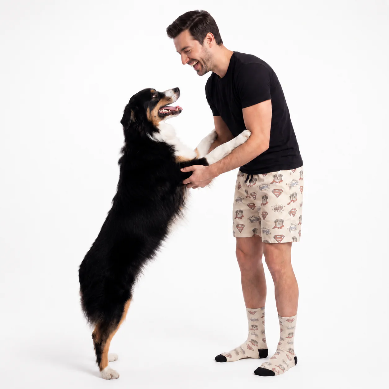 Superman Sweatshorts with Your Pet’s Face - Superman Sketch - Image 3