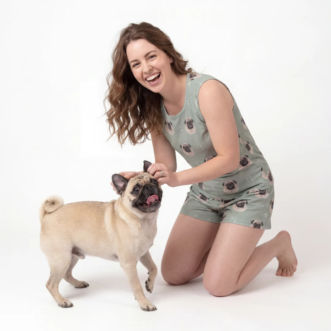 Tank Top Pajama Set | Pet Face Pajamas - Vintage Bloom - Image 2