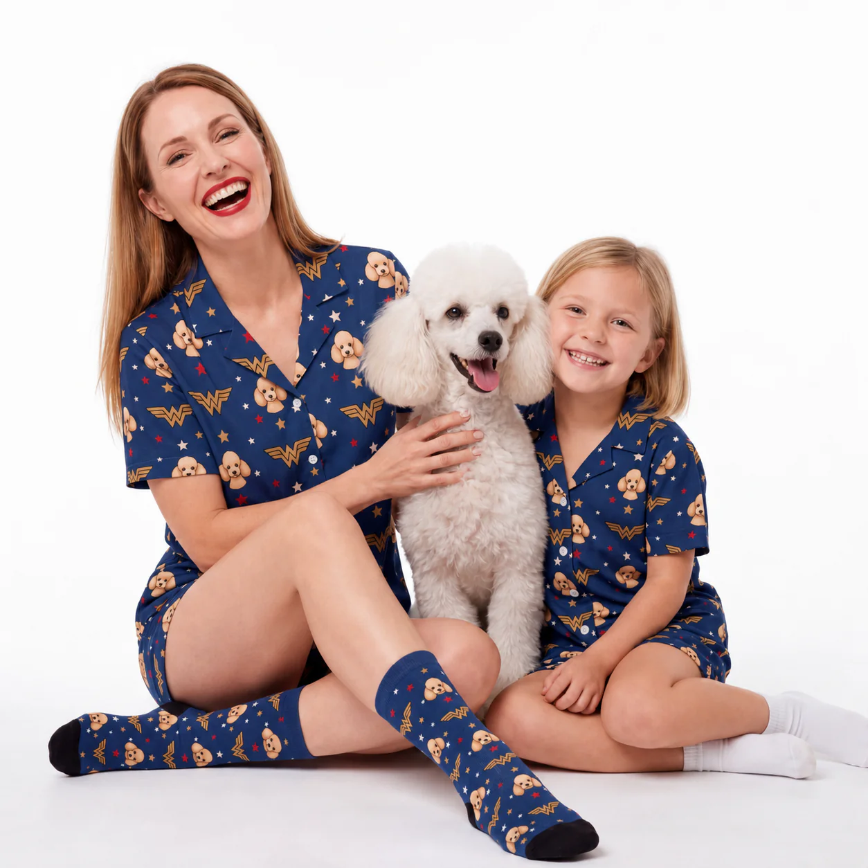 Wonder Woman Button Down Pajamas with Your Pet's Face - Image 3