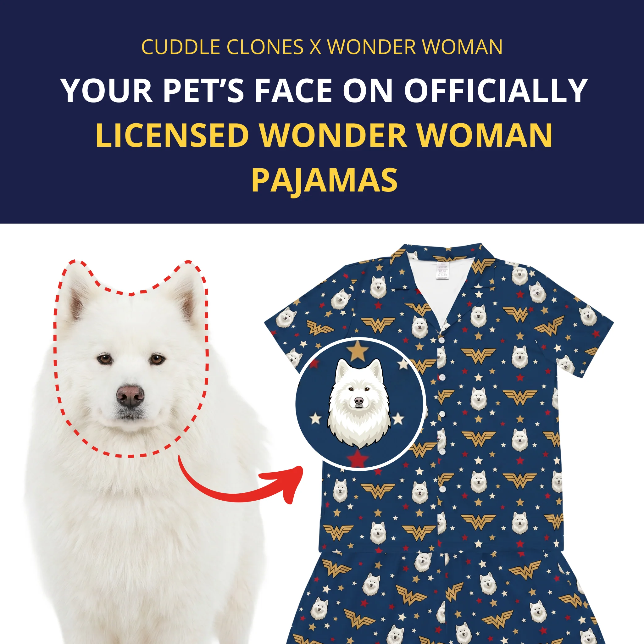 Wonder Woman Button Down Pajamas with Your Pet's Face - Image 6