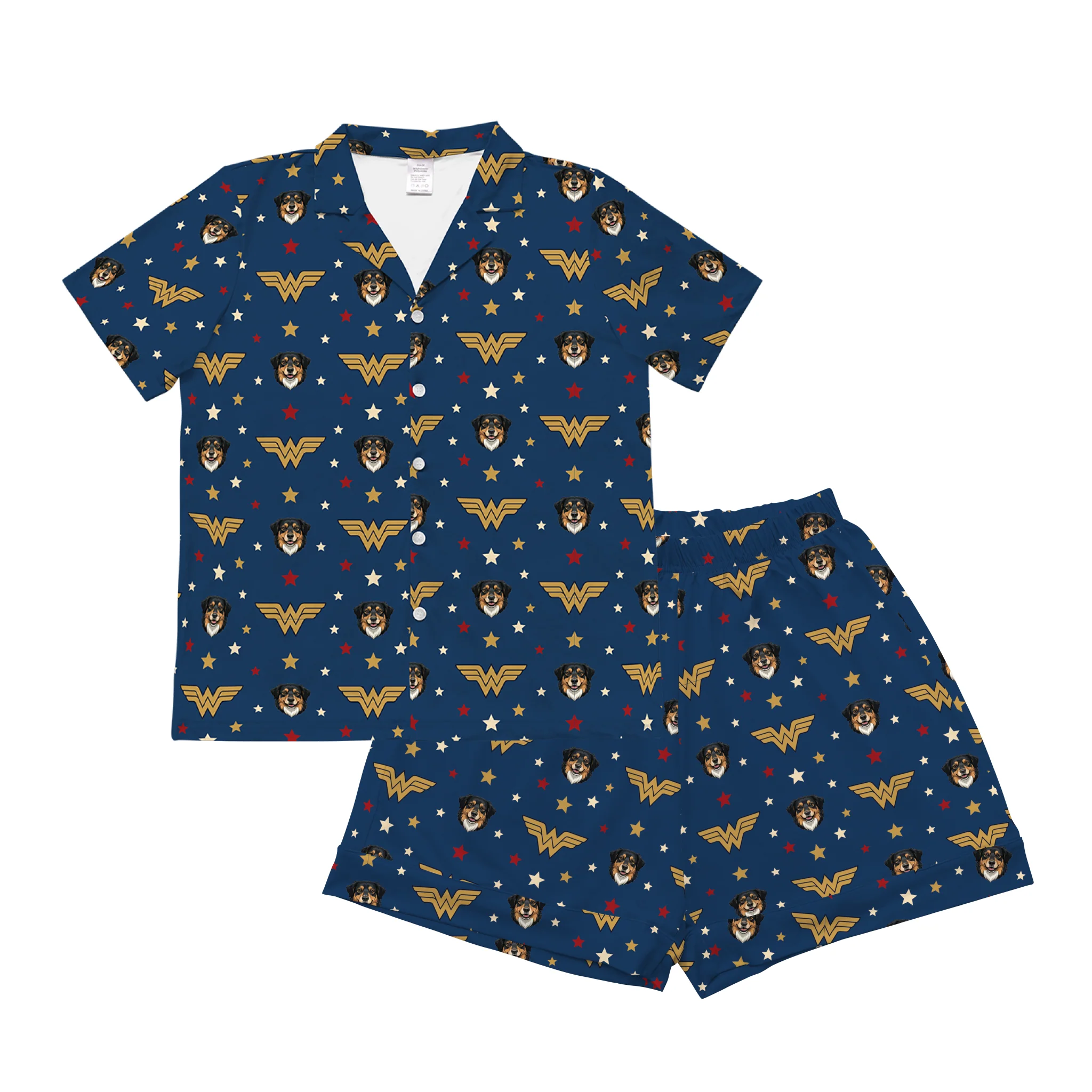 Wonder Woman Button Down Pajamas with Your Pet's Face - Image 8