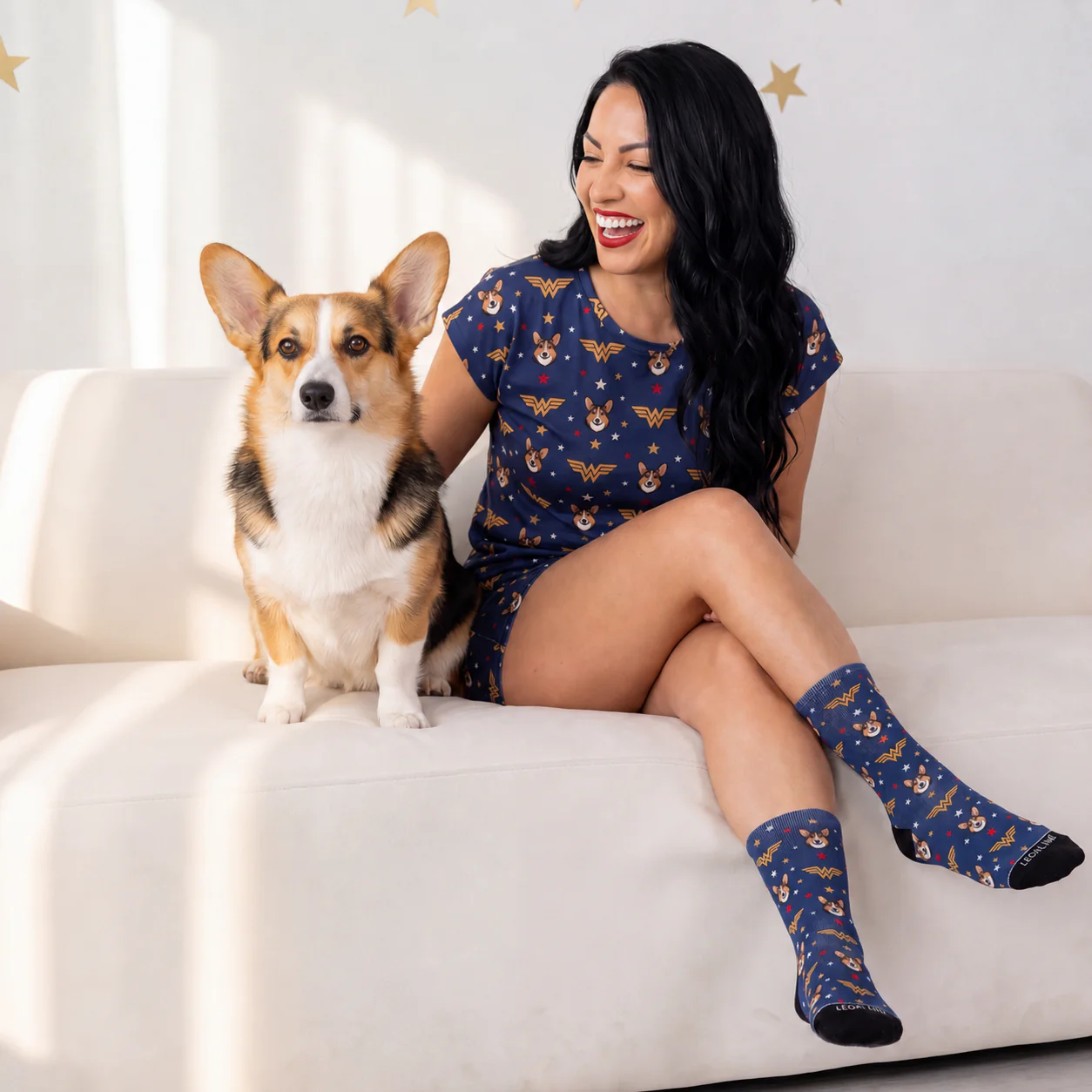 Wonder Woman Fitted T-Shirt Set Pajamas with Your Pet’s Face - Image 5