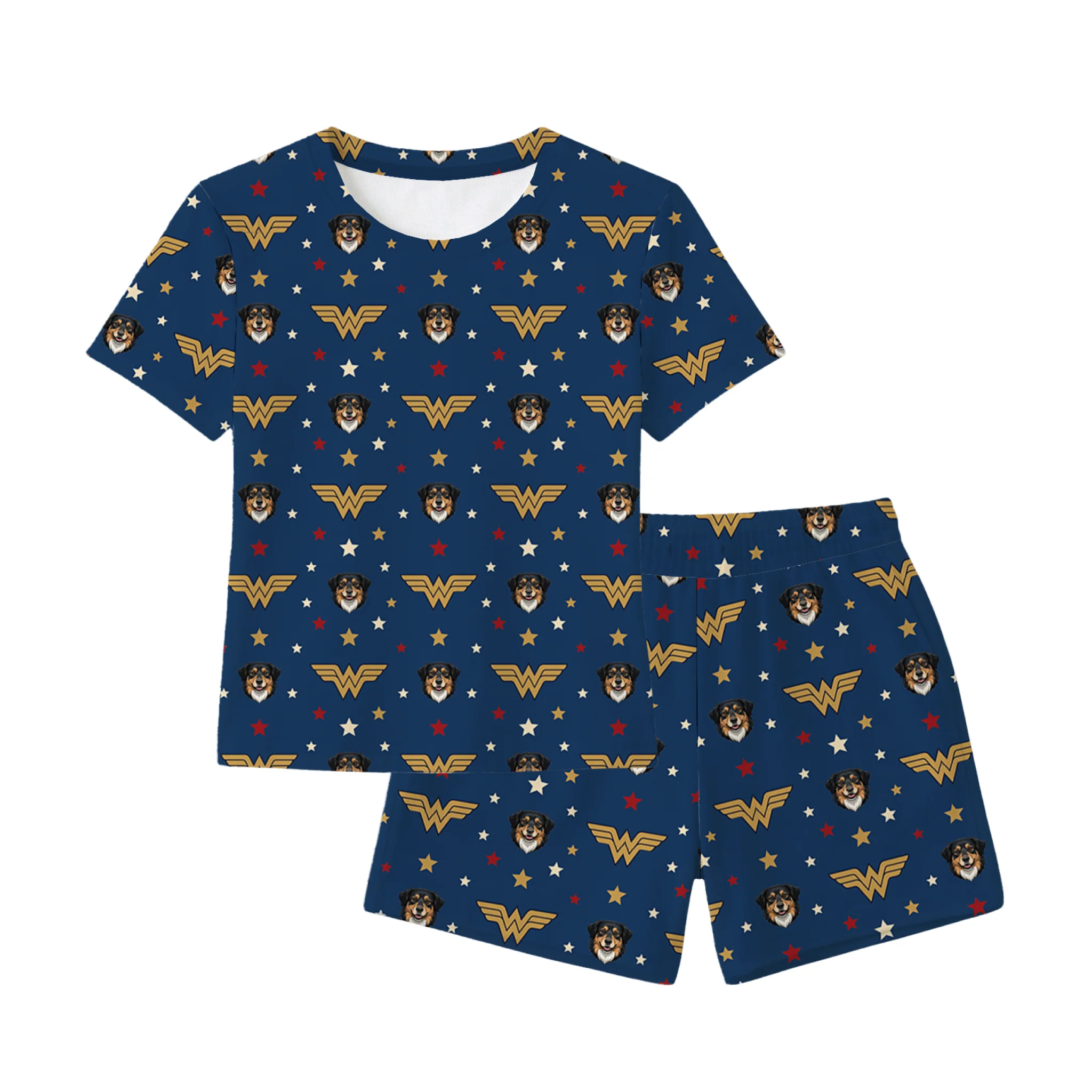Wonder Woman Relaxed T-Shirt Set Pajamas with Your Pet’s Face - Image 5