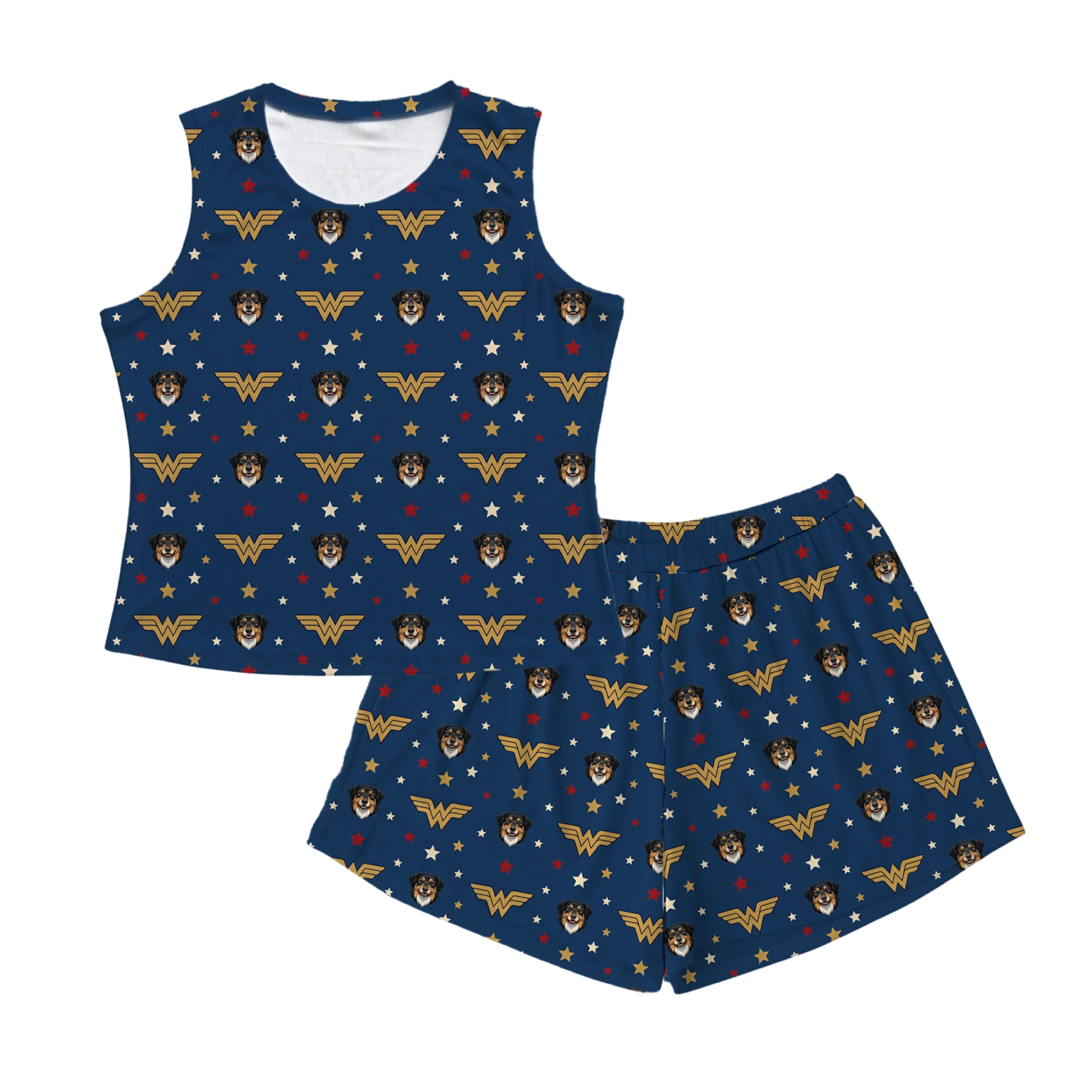 Wonder Woman Tank Top Pajama Set with Your Pet’s Face - Image 5